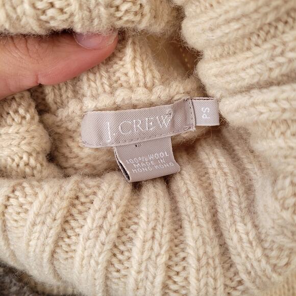 Wool Cream Chunky Knit Turtleneck Sweater J Crew Sz S - Picture 3 of 4